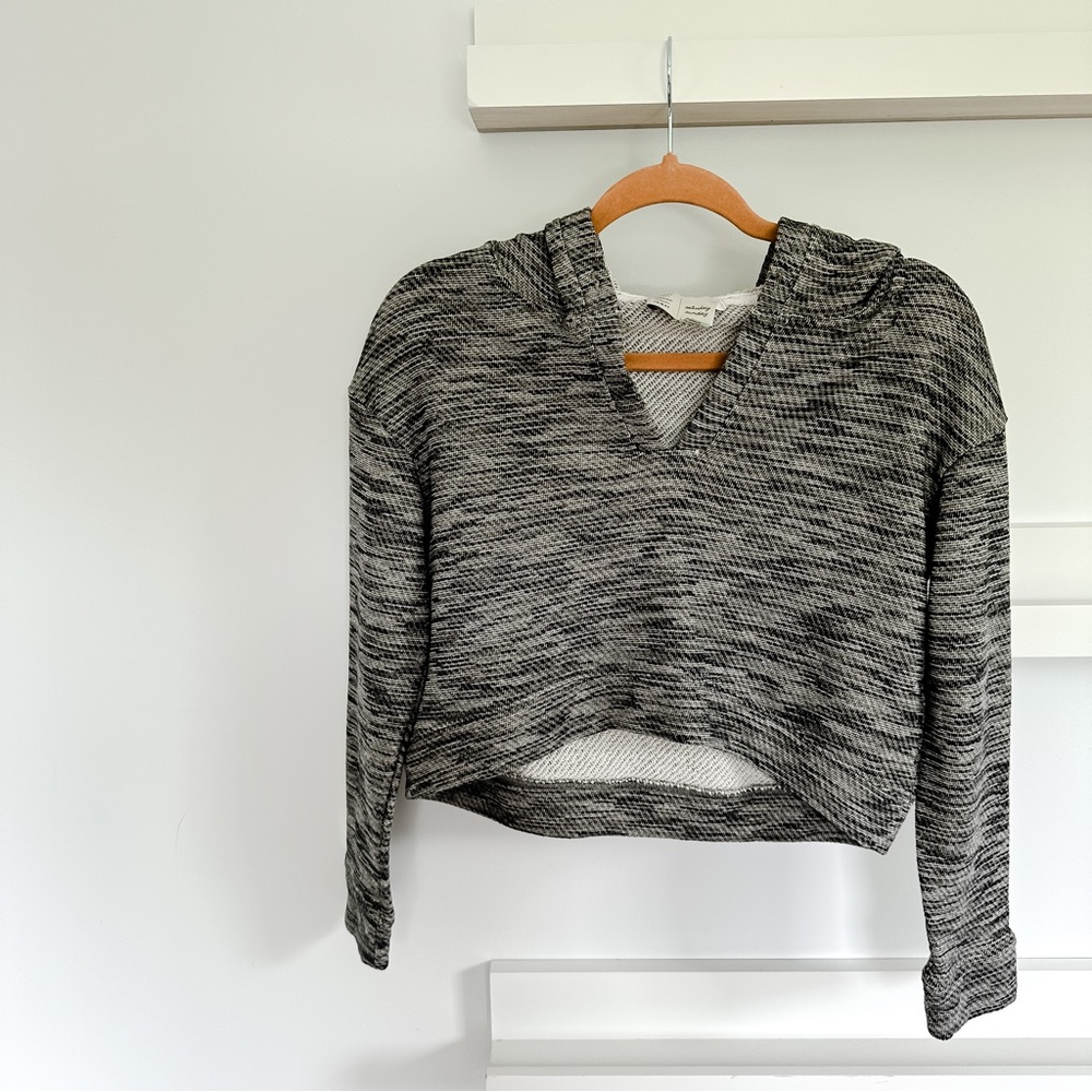 Anthropologie Saturday Sunday Heather Gray Crop Hooded Sweatshirt